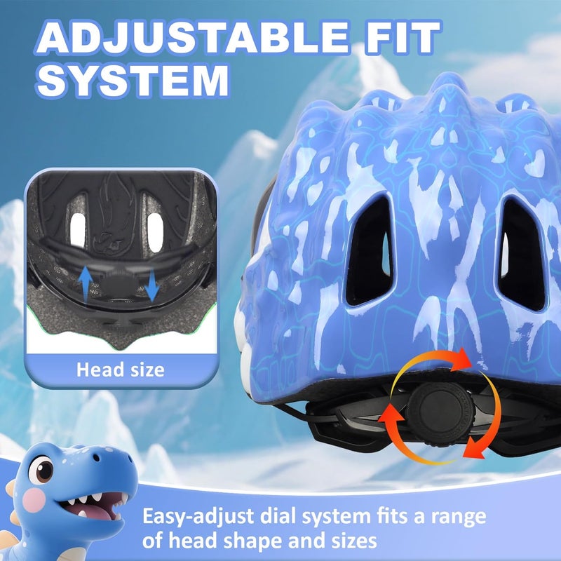 Bavilk Toddler Kids Bike Helmet,3D Dinosaur Helmets for Boys Girls Infant/Baby to Children 1/2/3/4/5/6/7/8 Years Old Lightweight Adjustable Multi-Sports Bicycle Scooter Skateboard Skating Cycling - Image 4